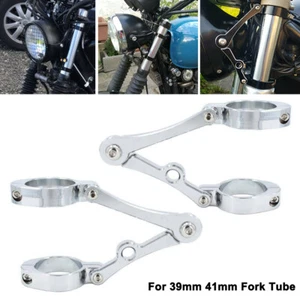 Chrome Motorcycle Headlight Turn Light Mount Bracket For 39mm 41mm Fork Tube SU - Picture 1 of 4