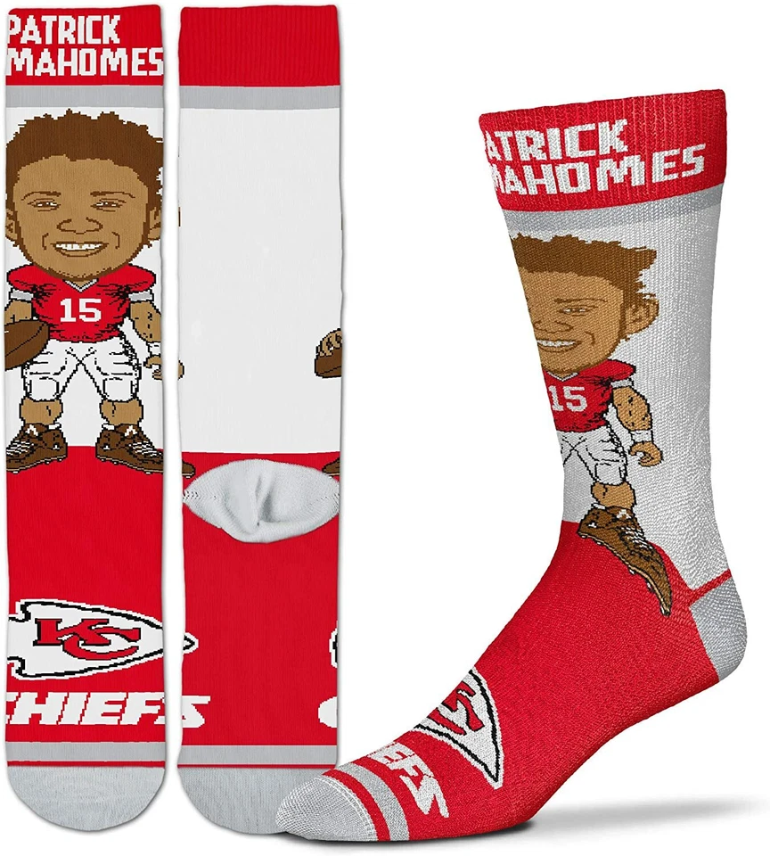 NEW! Patrick Mahomes Player KC Chiefs NFL Men's Large Crew socks Fits 10-13 MVP - Image 1 of 1