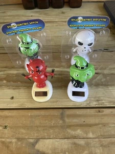 Solarenergie Tanzen Halloween Wackelköpfe Halloween Teufel 2 Hexen Skelett - Bild 1 von 7