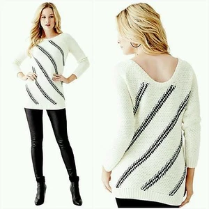 NWT GUESS WOOL BLEND LONG SLEEVE DIAGONAL-STITCH SWEATER SIZE XS - Picture 1 of 4