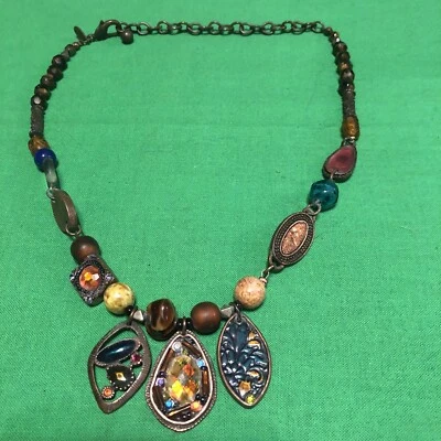 Collar Chicos Marrón Cuentas Piedras Boho Tonos Tierra Joyería Foto 1 de 4