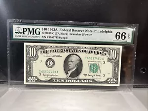 AC 1963A $10 Philadelphia FRN PMG 66 EPQ Fr 2017-C - Picture 1 of 2