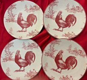 4 BELGISCHE ROSE Country Living 9 Zoll HAHN Teller - Bild 1 von 3