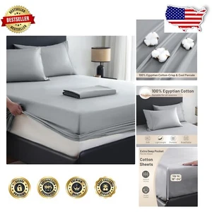 Luxury 800 Thread Count Extra Deep Pocket King Size Sheets in Silver Grey - Picture 1 of 9