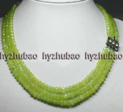 Collar Natural 3 Filas 2x4mm Facetado Verde Peridoto Gemas Cuentas Redondas AAA 17-19" Foto 1 de 4