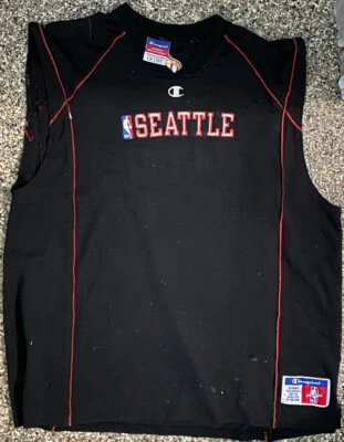 Camisa De Colección Seattle Sonics Supersonics Champion Authentics Negra Sin Mangas XL Foto 1 de 4