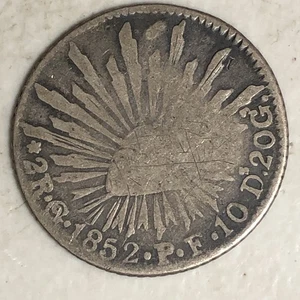 1852 Mexico 2 Reales Go PF Guanajuato First Republic - Picture 1 of 6