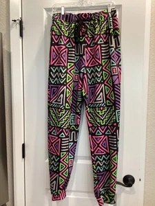 Spirit Halloween 80s Jogger Pants Adult Large Neon Retro Geometric Party Funky - Picture 1 of 8