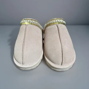 BEARPAW Tanya Wildleder verzierte Hausschuhe Pantoletten drinnen/draußen rosa Gr. 9 - Bild 1 von 4