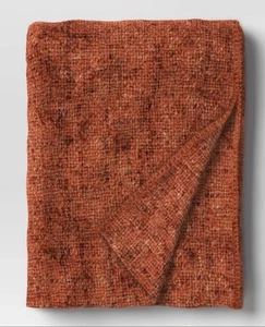 Marled Boucle Throw Blanket Orange Fall Halloween - Threshold 60" X 50" NEW - Picture 1 of 4