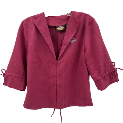 Chaqueta Top Harley Davidson Para Mujer Talla S De Colección Fucsia Imitación Gamuza Con Cordones Espalda Foto 1 de 4
