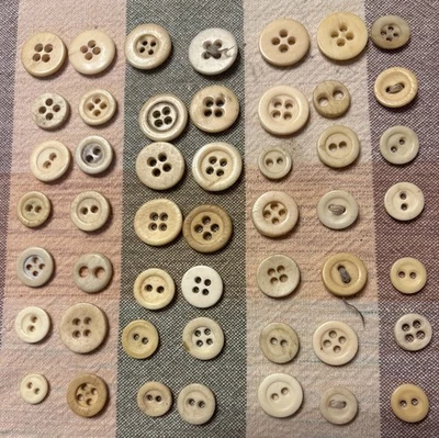49 Antique-Vintage Bone, Horn or Antler Underwear Buttons  3/8”-11/16” Civil War - Image 1 of 4