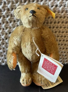 NUEVO Oso de peluche articulado Steiff Gold Mohair 404597 Margaret Strong Museum etiquetas de 10" - Imagen 1 de 11