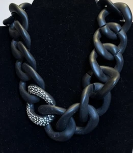 PONO Italy by Joan Goodman Oversized Link Chunky Chain Necklace Black Resin - Picture 1 of 11