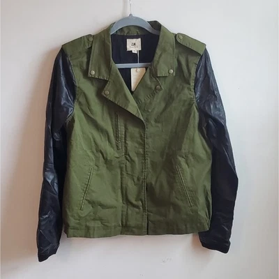 ¡NUEVO CON ETIQUETAS! Chaqueta Algodón Caramelo Versátil Boutique Verde Negro Mixto Media CJ2752 Grande Foto 1 de 4