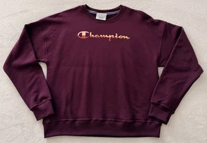 Women's Champion Purple Plum Sunset Logo Crewneck Pullover Sweatshirt Small - Picture 1 of 7