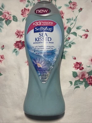 Softsoap SEA KISSED Exfoliating Body Wash Sea Mineral 20oz Blue Lotus Flower HTF - Изображение 1 из 3