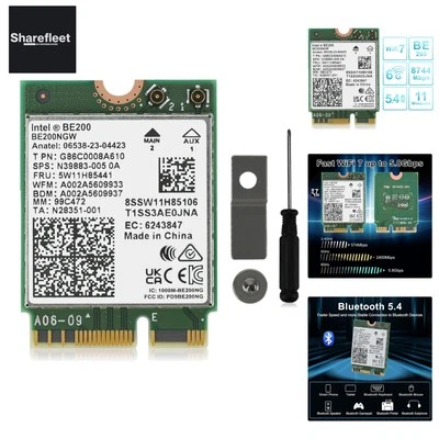 WiFi 7 BE200NGW, 8774Mbps Bluetooth 5.4 Tri-Band Mu-MiMO 802.11be NGFF M.2 WL... - Bild 1 von 4