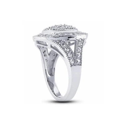 1 1/2ct F VS1 Round Earth Mined Certified Diamonds 18k Gold Halo Cocktail Ring - Image 1 of 3