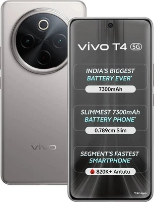 vivo T4 5G (Phantom Grey, 256GB+12GB) Snapdragon 7s Gen 3 5G Processor - Image 1 of 4