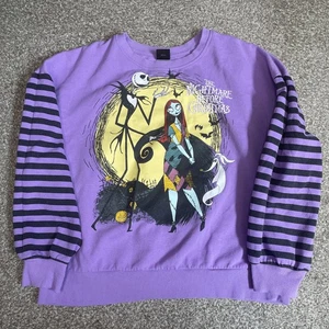 The Nightmare Before Christmas lila gestreiftes Sweatshirt Mädchen Größe L 10-12 - Bild 1 von 9