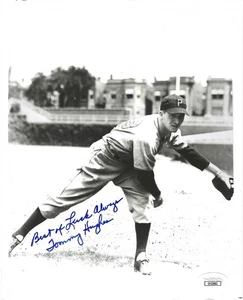 Deceased Philadelphia Phillies Pitcher Tommy Hughes Autographed 8x10 W/JSA COA - Picture 1 of 2
