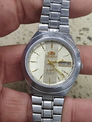 Reloj Pulsera Orient 3 Estrellas Automático Día/Fecha Japón Cal.46943 Trabajo Foto 1 de 4