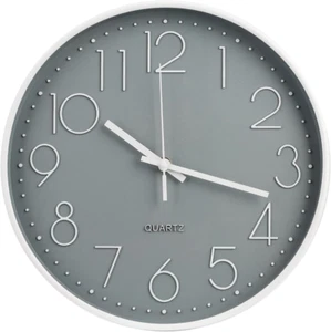 Wall Clock 12 Inch Non-Ticking Silent Modern Simple Style round Decor Clock Gray - Picture 1 of 12
