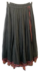 Custom Made Black Skirt Elastic Waist Pink Ric Rac Gorgeous Trim Layered Luxury - Picture 1 of 12