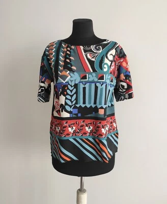 Blusa Top Etro Milano Mujer Elastizada Viscosa Multicolor Manga Corta IT 42 Foto 1 de 4