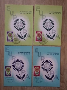 4x Karten MAXIMUM FDC Frankreich 1964 Yt 1430 1431 Europa PARIS STRASBOURG - Bild 1 von 2