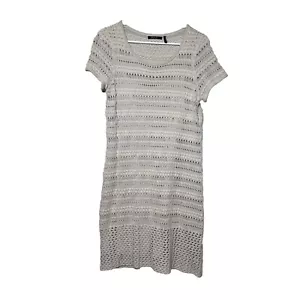 Abito donna casual all'uncinetto Daisy Fuentes taglia L beige manica corta girocollo - Foto 1 di 8