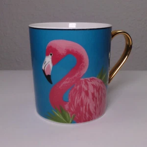 Pink Flamingo Mug Cambridge English By Design Fine China Gold Luster Blue - Picture 1 of 6