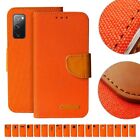 Handy Tasche Orange Flip Cover Case Schutz Hülle Etui Jeans Canvas Stoff Wallet