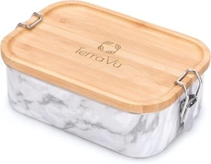 Stainless Steel Lunch Box - 27 Oz Bento Container with Bamboo Lid for Sandwich, - Picture 1 of 8