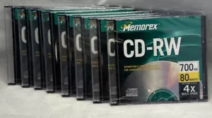 Memorex CD-RW 4x 80 Min 700MB Rewritable Compact Discs Set of 8 Sealed - Picture 1 of 3