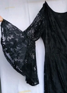 Ladies M Gothic Black Drastic Flare Sleeve Crochet Allure Them In, Witchey Dress - Picture 1 of 9