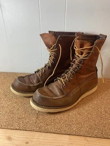 Vintage 50s 60s Red Wing Irish Setter Moc Toe Boot Men size 9 B Old Dog Tag - Picture 1 of 18