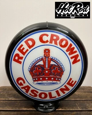 RED CROWN GASOLINE Reproduction 13.5" Gas Pump Globe - (Black Body) - Image 1 of 3