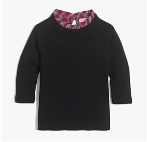 New Crewcuts JCrew Girls Sweater Plaid Ruffle Collar Sweater, Black, Size 10 - Picture 1 of 3