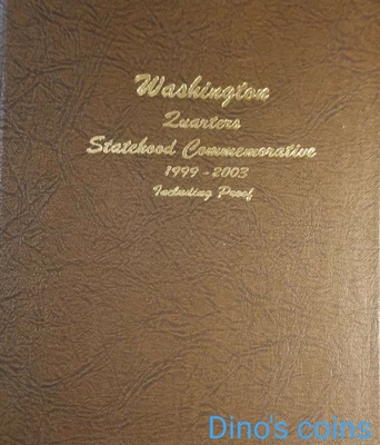 Statehood Quarters Dansco álbum 1999-2003 com 50-P&D 25-PR. 25-PROVA DE PRATA 100 - Imagem 1 de 4