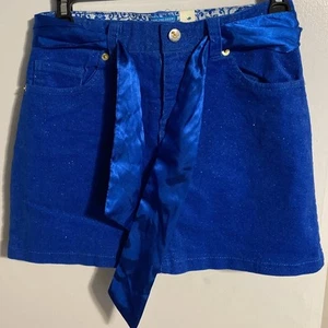 Blue Sparkly Stretch Skort Size 12 Satin Sash Belt Pockets The Children's Place - Picture 1 of 18