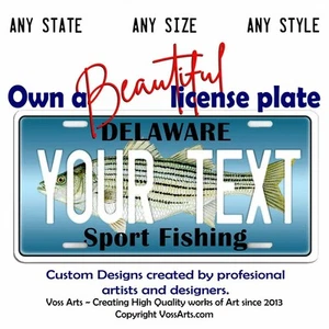 Matrícula de Delaware pesca deportiva personalizada TU TEXTO etiqueta de coche bicicleta - Imagen 1 de 7