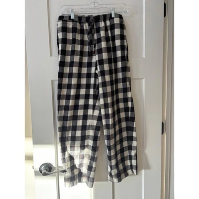 Hanna Andersson Womens Pajama Pants XS Black White Buffalo Plaid Flannel Lounge - Image 1 of 4