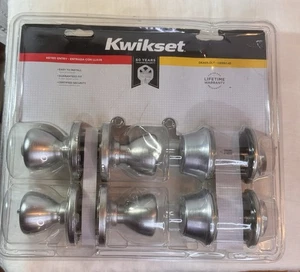 Kwikset Riegel gleichschließend Einstiegsschloss Set Satin Nickel 2er Set Neu - Bild 1 von 6