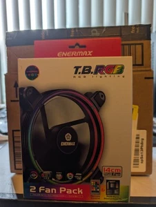 Enermax T.B. RGB 14cm 2 Fan Pack With Remote, Wiring, Instructions, Never Used! - Afbeelding 1 van 7