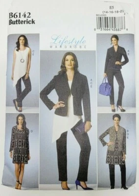 Butterick 6142 Misses Jacket Vest Tunic Dress Pants Sewing Pattern Sizes 14-22 - Image 1 of 3