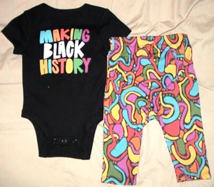 MAKING BLACK HISTORY BODYSUIT & COLORFUL LEGGINGS-SIZE 12 MONTHS-NEW WITH TAGS - Picture 1 of 5