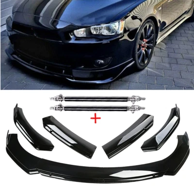 Front Bumper Lip Body Kit Spoiler Splitter Glossy Black For Mitsubishi Lancer - Image 1 of 4
