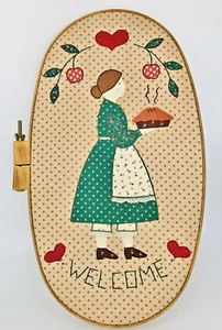 Vintage 20" Folk Art Quilted Stitched Kitchen Welcome Sign Country Cottagecore - Picture 1 of 10